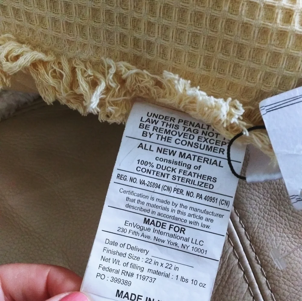 EnVogue waffle pillow‎ yellow fringed accent pillow